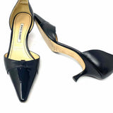 Manolo Blahnik Women's Black Size 41/10 Kitten Heel Leather D'Orsay Pumps