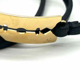 Alexander McQueen Leather Black Gold Tone Wrap Razor-Blade Bracelet