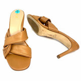 INEZ Isa Women's Beige Size 7.5 Kitten Heel Leather Twist Sandals
