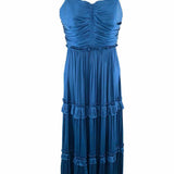 Aqua Women's Cerulean Size S Tiered Ruched Dress