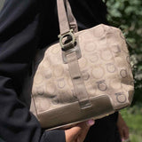 Salvatore Ferragamo Canvas Beige Boston Gancini Shoulder Bag