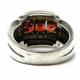 Estate 6 .925 Sterling Silver Chunky Geometric Garnet Ring
