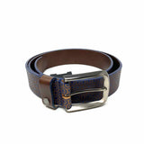 Ted Baker Waist Size 34 Navy Geometric Leather Belt