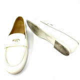 Chanel Women's White Size 38.5/7.5 Patent Leather CC Loafers