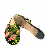 Gianvito Rossi Women's Black / Green Size 39/9 Satin Tropical Slide