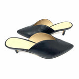 Something Navy Women's Black Size 8.5 Kitten Heel Leather Mules