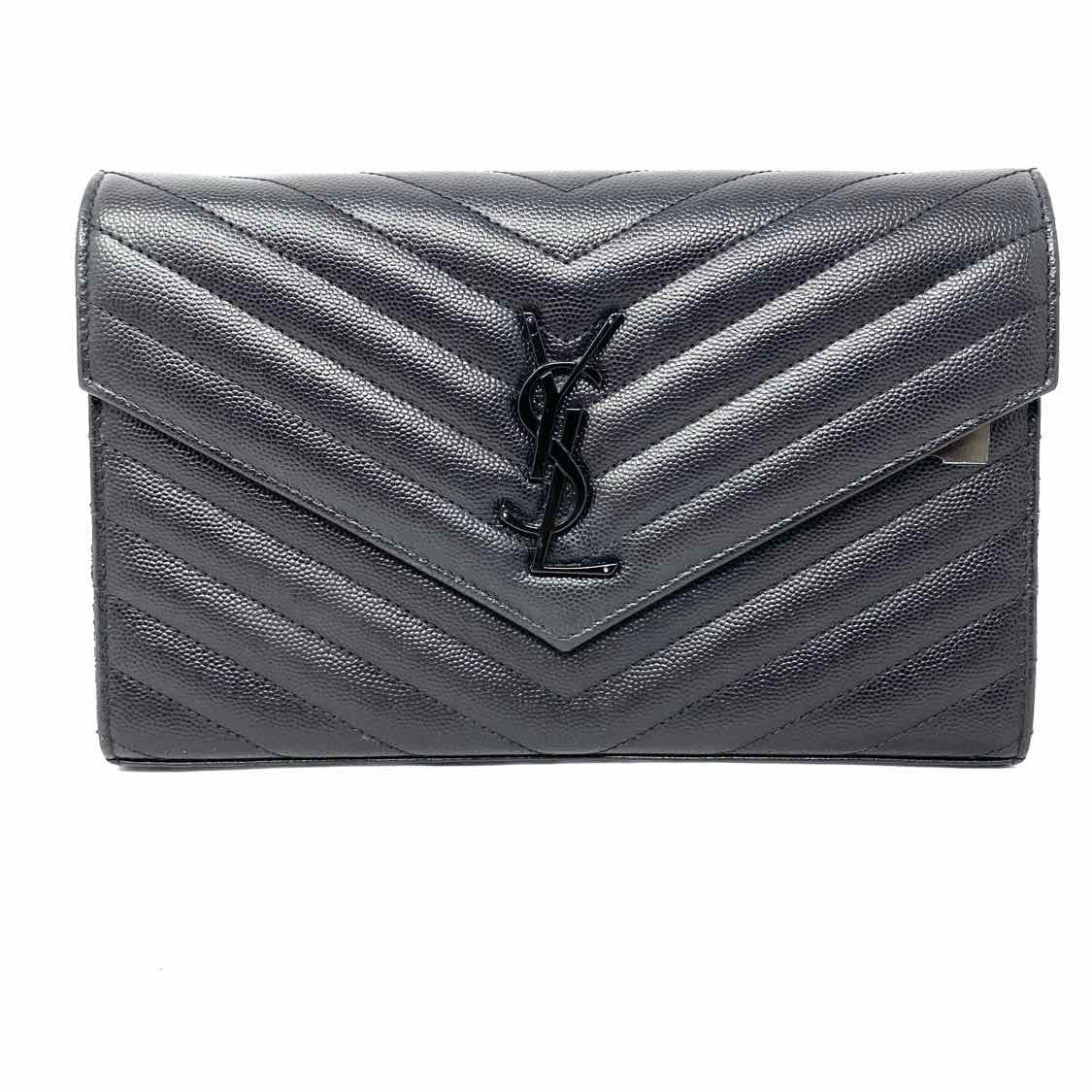 Saint Laurent 2020 Cassandre Envelope Black Quilted Pebbled Leather Crossbody