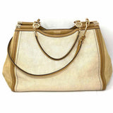Coach Madison Pinnacle Caroline Beige Pebbled Leather Satchel