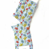 7DAYSSOCKS Women's Light Blue Crew Cotton Blend Floral Socks