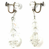 Estate 925 Sterling Clear Beaded 16.5" Crystal Necklace & Earring Set