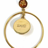 Versace Gold Tone Dangle Hoop Medusa Earrings