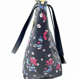 Coach Coated Canvas Navy Zip Top Floral Tote