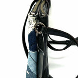 Coach Canyon Quilt Denim Black Blue Zip Top Patchwork Leather Crossbody
