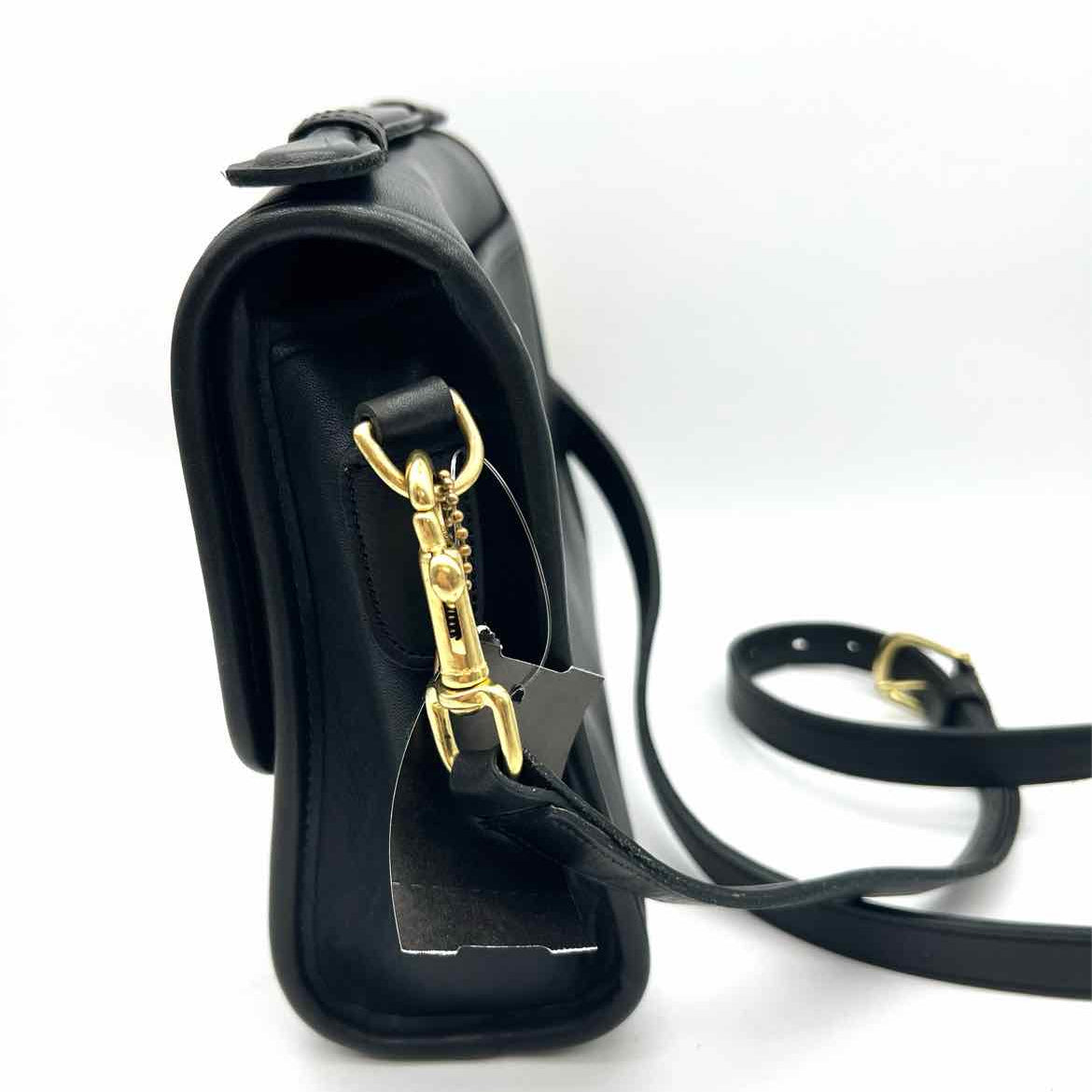 Coach Vintage Court Black Top Handle Turnlock Leather Crossbody