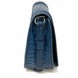 BCBGeneration Navy Saddle Bag python vegan leather Crossbody