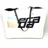 Prada Canapa Racing Canvas White Logo Tote