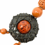 La Tribu Rigaux Beaded Brown 19" Abstract Made in France Necklace