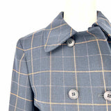 Theory Alba Women's Navy Size S Double Breasted Window Pane Coat