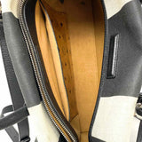 MCM Neo Milla Canvas Black Taupe Tote Stripe Satchel