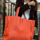 Coach Brown Orange Reversible Leather Tote
