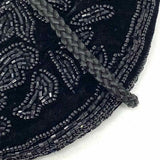 La Regale Black Drawstring Beaded Crossbody