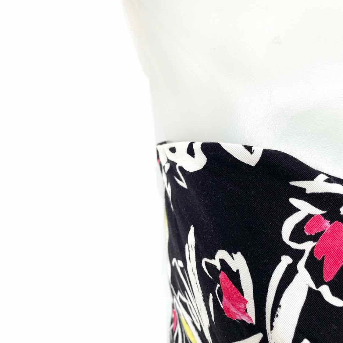 Milly Women's Black White Size 4 Strapless Cotton Blend Floral Dress