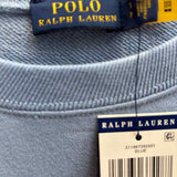 Polo Ralph Lauren Women's Light Blue Size M Crew Neck Patchwork Logo Sweatshirt