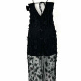 maeve Women's Black Size 2 Sleeveless Mesh Floral Applique Dress