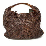 CAMPOMAGGI Edera Atena Dark Brown Hobo Woven Leather Shoulder Bag