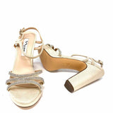 Nina Women's Champagne Size 7.5 Block Heel Embelished Sandals