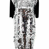 Tory Burch Women's Black Silver Size M Short Sleeve Sequined Dress