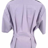Rachel Comey Kade Women's Lavender Size S Button Down Pleated Short Sleeve Top