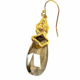 Alexis Bittar Lucite Gray Gold Tone Dangle Teardrop Earrings