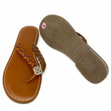 Brighton Aisha Women's Brown Size 9 Flat Leather Braided Flip-Flops