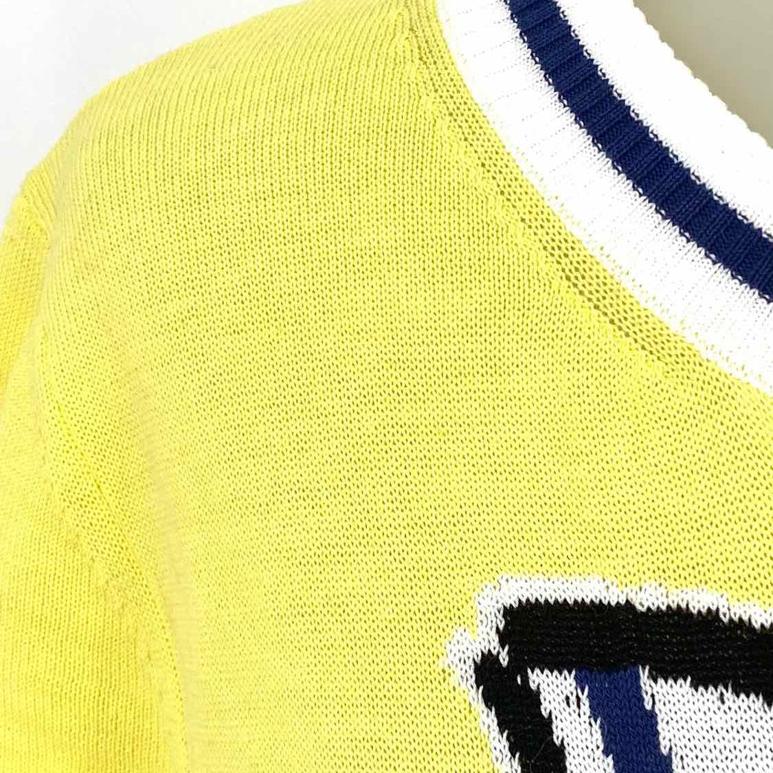 Boutique MOSCHINO Women's Yellow Size 12/XXL Short Sleeve Cotton Bow Dress