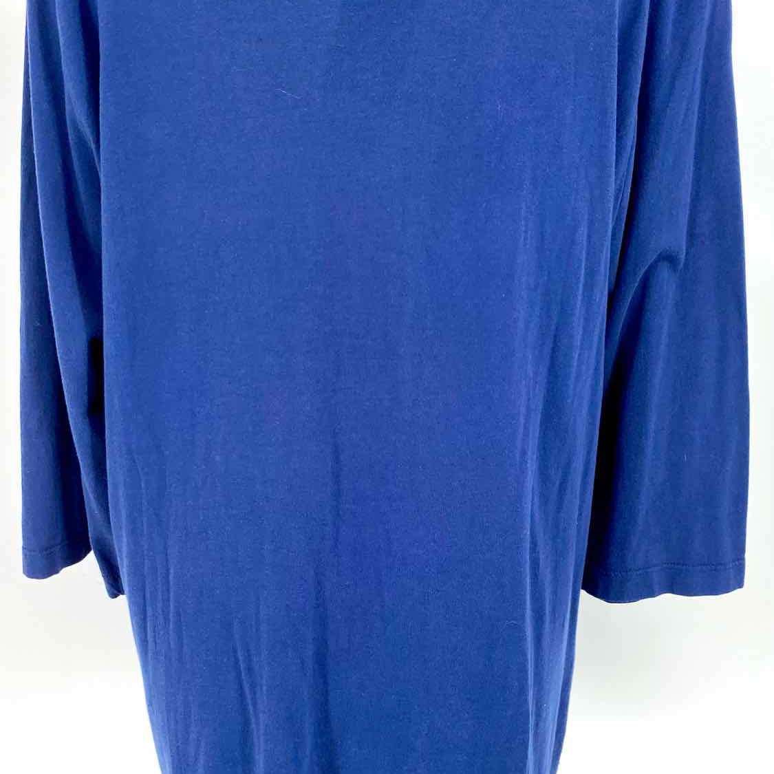 johnny was Women's Blue Size 1X 3/4 Sleeve Embroidered Long Sleeve