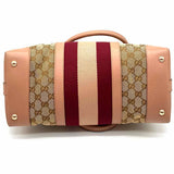 Gucci Canvas Beige Zip Top Web Accent GG Satchel