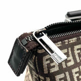 Fendi Zucchino Canvas Brown Zip Top Zucca Tote