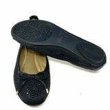Adrienne Vittadini Women's Black Size 6.5 Round Toe Embelished Flats