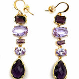 Statement Purple Gold Tone Dangle Crystal Earrings