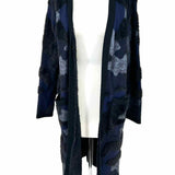 ANATOMIE Zendaya Women's Black Blue Size L Open Front Camoflage Duster