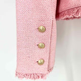 L'AGENCE Women's Pink Size 8 Button Down Tweed Jacket