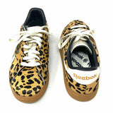 Reebok Women's Black Brown Size 8.5 Calf Hair Leopard Print Sneakers