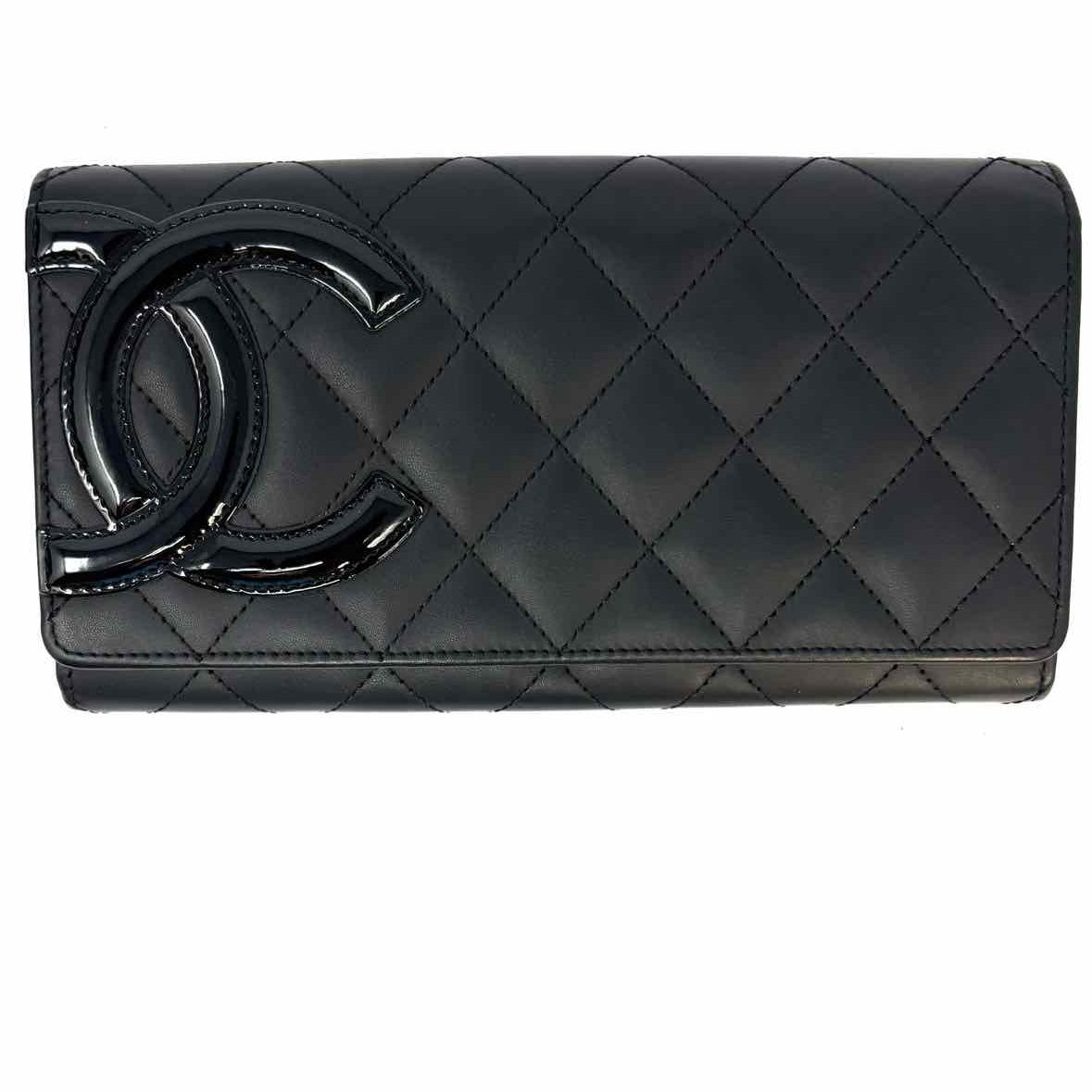 Chanel 2014 Cambon Ligne Long Flap Black Envelope Leather Made in Spain Wallet