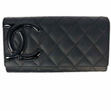 Chanel 2014 Cambon Ligne Long Flap Black Envelope Leather Made in Spain Wallet