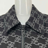 Fendi FF-Karligraphy Women's Black Size M Bomber Canvas Monogram Jacket