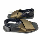 Aquatalia Jolessa Women's Black / Green Size 9 Slingback Satin Leather Sandals