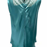 DOLCE & GABBANA Women's Teal Size 42/S Pleated Lace Sleeveless