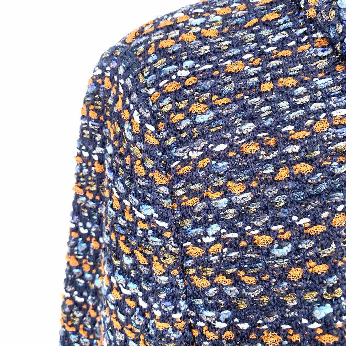 ST. JOHN Women's Navy Orange Size 8 Collared Tweed Jacket