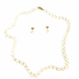 Gold Stone Jewelry 14K Ivory 17.5" Pearl Stud Earring & Necklace Set
